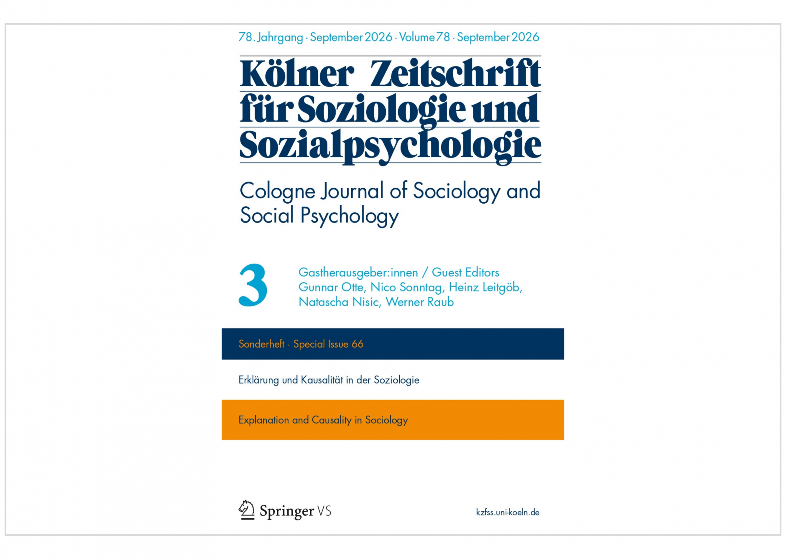 KZfSS-Sonderheft „Explanation and Causality in Sociology“ 